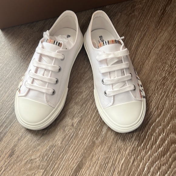 Icon Stripe Logo Print Cotton Gabardine children Sneakers - Picture 3 of 7